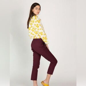 NWT H+ Hannoh Wessel Philhard Straight Cropped Pants in Berry Size 34/XS